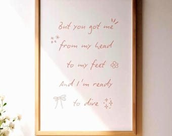 Dive Olivia Dean Art Print - Soft Blush Handwritten Quote Print
