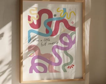Messy Olivia Dean Lyric Art Print – Red Handwritten Striped Quote, Gallery Wall - DIGITAL DOWNLOAD