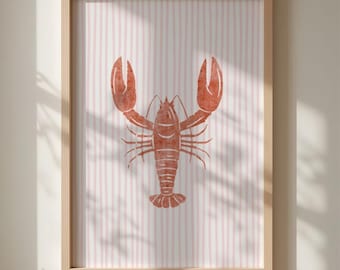 Striped & Shelled | Hand-drawn Lobster Art Print