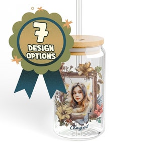Personalized photo mug | custom photo glass tumbler mug | custom iced coffee cups | personalized glass coffee cup | custom portrait mug gift