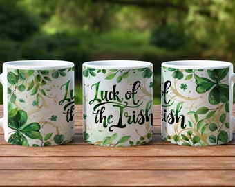 Kleeblatt Kaffee Becher | St Patrick Tagesbecher | Glück der Iren Becher | St Patrick Tagesgeschenk 11 Unze Keramikkaffeetasse | Glücksbringer Kaffeebecher