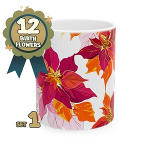 Personalized birth flower mug for grandma birth flower mug for her custom birth month flower mug with name customized coffee mug gift