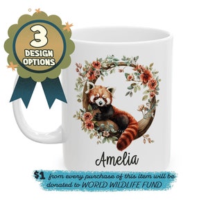 Custom red panda coffee mug gift for her cute animal gift mug for panda lover gift for friend birthday wild animal mug housewarming gift
