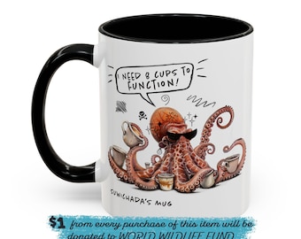 Octopus mug gift for animal lovers mug with name custom cartoon octopus funny mug for him ocean life mug for coffee lovers mug for friend