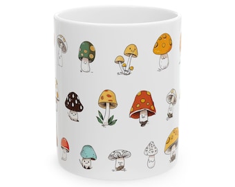 Cute mushroom mug merry mushroom coffee mug gift for mushroom lovers mushroom cottagecore tea cup nature mug gift for nature lover