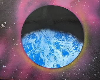 Blue and White Planet Spray Paint Art (no signature)