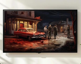 Frame TV Art Vintage Noir Crime Scene Digital Download, Retro Detective Wall Decor, Moody Mystery Smart TV Display, Dark Academia Gift