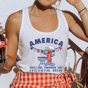 Funny 4th of July Fuck Trump Shirt FDT Sleeveless Tank Top Foxtrot Delta Tango Political Merch Trump Sucks Anti Maga 8647 Not My President Solid White