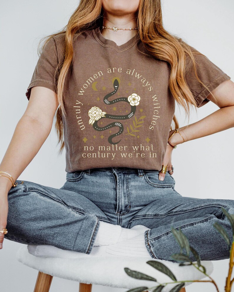 Witchy Stuff Feminist Comfort Colors Resistance Shirt Fuck The Patriarchy Lilith Whimisgoth Clothing Basic Witch Shirt Anti Maga Gift Snake Espresso