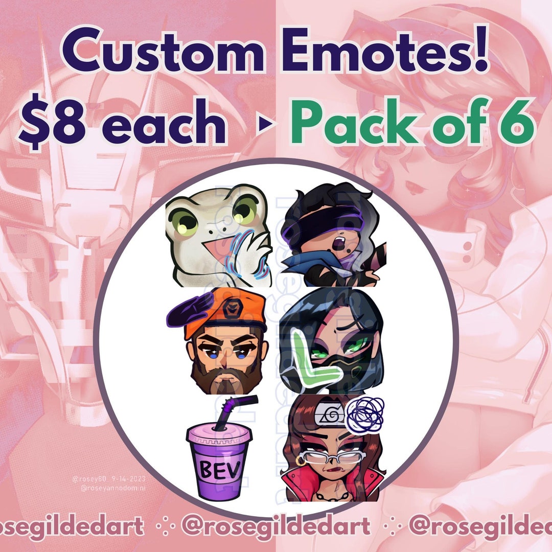 6x Custom Twitch & Discord Emotes Pack Commission - Etsy