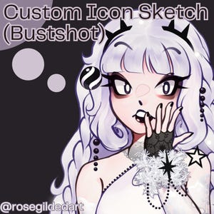 カスタムアイコン Pfp コミッション: ヘッドショットポートレート (カラースケッチ) | Twitch ストリーマーとソーシャル メディア ビジネス向けの高品質デジタル アート