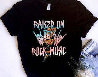 80s Rock on Rock Music Shirt, Black Vintage Shirt for Women, Hard Rock Shirt, 80s Outfits, Music Band Shirt, Vintage Band Tees, Gift for Mom