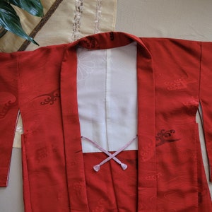 Vintage Women&#39;s Japanese Kimono Silk Robe, Burnt Orange Rust Color, Good Vintage Condition, Wife Gift, Anniversary Gift