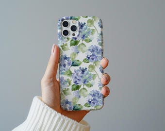 Blaue Hydrangea Handyhülle für iPhone 16 Grandmillennial Handyhülle Blaue Blumen Handyhülle Trendy Handyhülle für iPhone 16 Preppy Handyhülle
