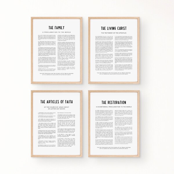 Physical Print Popular LDS Poster Bundle Family Proclamation Living Christ Restoration Articles of Faith LDS Gallery Wall Art LDS Decor