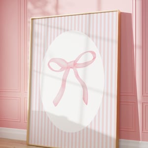 Art mural numérique avec noeud rose, impression d&#39;art pour chambre de bébé fille, dortoir rose, impression d&#39;art mural pour chambre de filles, noeud rose, impression coquette, noeud vintage, art girly
