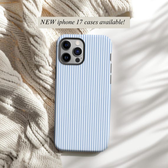 Light Blue Striped Phone Case Preppy iPhone Case Pinstripe iPhone 16 Case iPhone 15 Case Stripe Phone Case For iPhone Blue Phone Case iPhone
