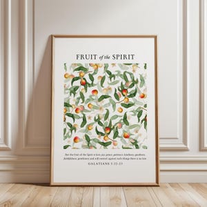 Fruit of the Spirit Wall Art Kitchen Decor Prints Kitchen Art Print Bible Verse Wall Art Scripture Decor Christian Canvas Art Print Framed