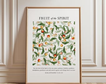 PRINT Fruit of the Spirit Wall Art Kitchen Decor Prints Kitchen Art Print Bible Verse Wall Art Scripture Decor Christian Galatians 5 22 23