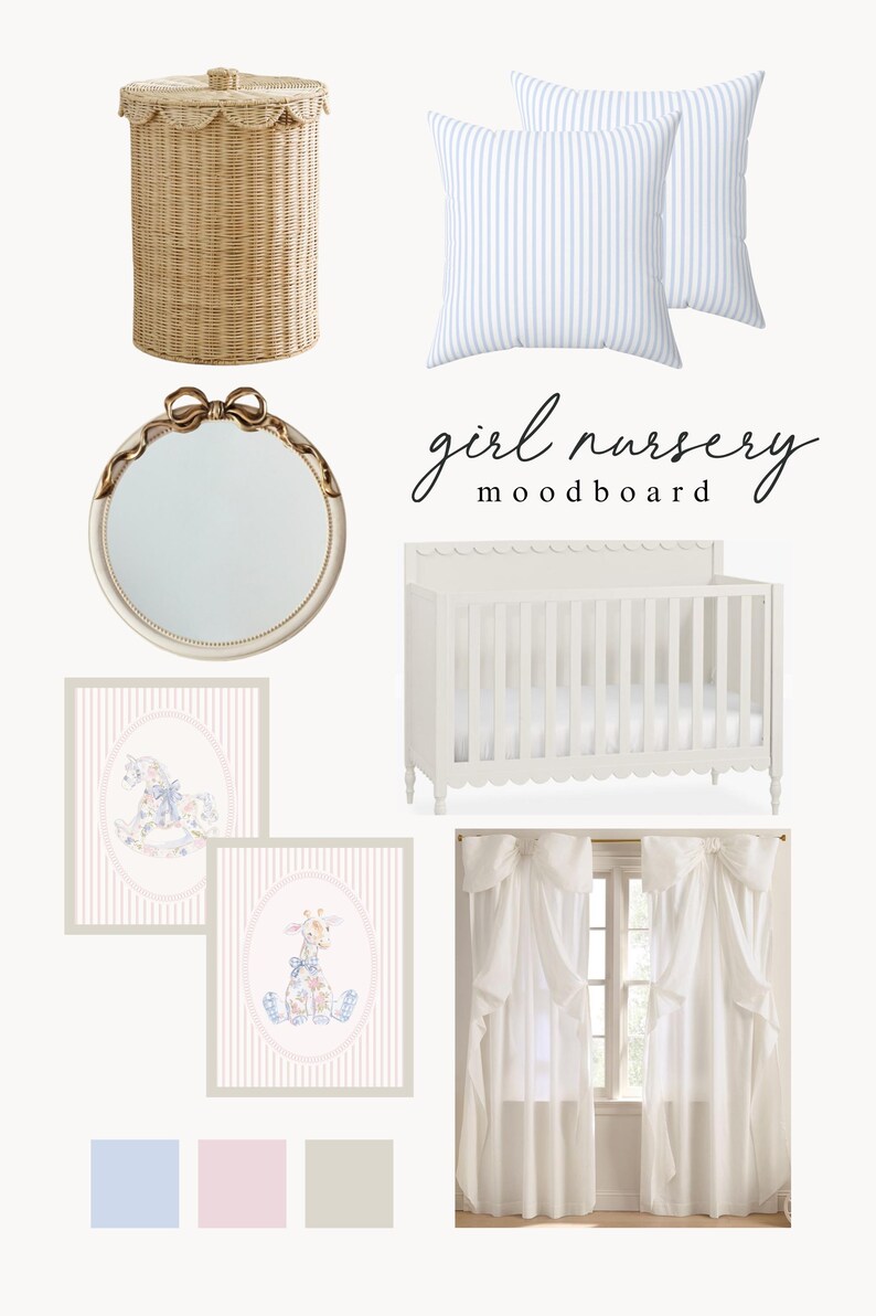 Baby Girl Nursery Prints Baby Girl Wall Art Chinoiserie Nursery Art Girly Nursery Wall Art Coquette Nursery Decor Grandmillenial Prints Pink image 7