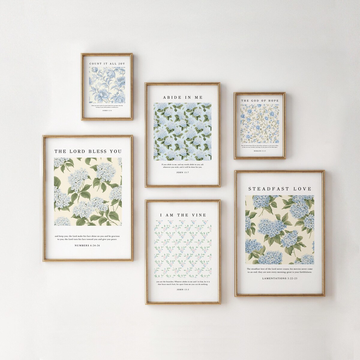 DIGITAL Blue Floral Prints Set of 6 Prints Wall Art Floral Scripture Wall Art Christian Gift Trendy Bible Verse Wall Art Blue Prints Poster - Etsy
