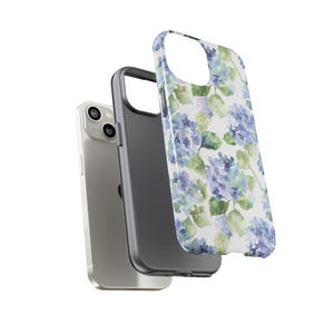 Blue Hydrangea Phone Case for iPhone Grandmillennial Phone Cover Blue Floral Phonecase Trendy Phone Case for iPhone 16 Preppy Phone Case image 8