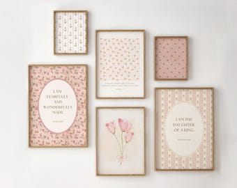 Baby Girl Nursery Prints Girl Nursery Wall Art Set Pink Nursery Wall Art for Girls Vintage Nursery Wall Decor Girl Nursery Gallery Wall Art