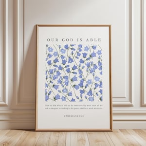 Blue And White Biblical Art Prints Christian Floral Art Blue And White Wall Art Christian Floral Art Christian Home Decor Scripture Ephesian