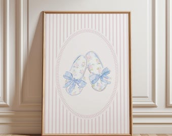 Ballettschuhe Druck Grandmillenial Baby Mädchen Kinderzimmer Kunst Balletcore Druckbares Kinderzimmer Poster Kokette Kinderzimmer Druck Ballerina Kunst Digital