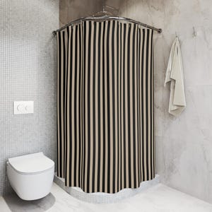 Shower Curtain Stripe Beige and Black Curtain Bathroom Decor Modern Stripe Shower Curtain Elegant Shower Curtain Contemporary Shower Curtain