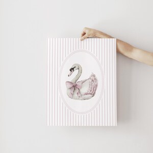Pink Swan Nursery Art Print Balletcore Baby Girl Decor Digital Coquette ...