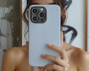 Light Blue Phonecase Cute Phonecase Aesthetic Phone Case iPhone 15 Blue Striped Phone Case Preppy Phone Cover Girly Phone Case iPhone Case