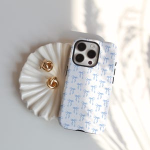 iPhone 17 Air Case Coquette Handyhülle Handyhülle Blaue Schleife Handyhülle iPhone 16 Pro Max iPhone 14 Hülle Gingham Blaue Schleife Bild 12