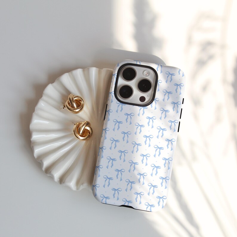 iPhone 17 Air Case Coquette Handyhülle Handyhülle Blaue Schleife Handyhülle iPhone 16 Pro Max iPhone 14 Hülle Gingham Blaue Schleife Bild 12