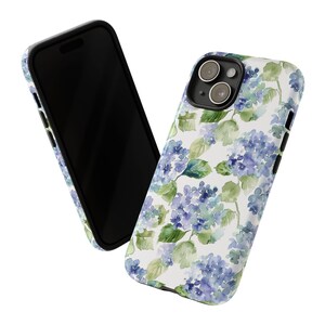 Blue Hydrangea Phone Case for iPhone Grandmillennial Phone Cover Blue Floral Phonecase Trendy Phone Case for iPhone 16 Preppy Phone Case image 6