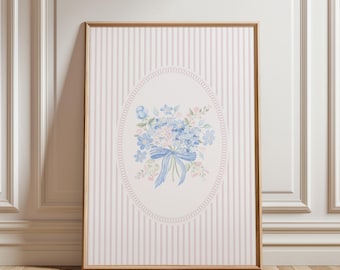 PHYSICAL PRINT Nursery Wall Art Girly Wall Prints Nursery Art Grandmillenial Art Coquette Floral Wall Art Pink Floral Prints for Dorm Room