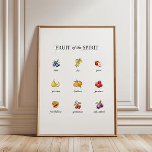 Fruit of the Spirit Wall Art Bible Verse Prints Christian Poster Kitchen Decor Framed Kitchen Art Christian Home Decor Vintage Fruits Poster