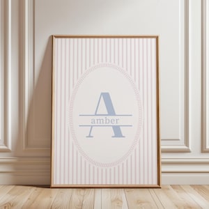DIGITAL Custom Name Sign Baby Girl Nursery Art for Nursery Wall Decor Personalized Monogram Wall Art Pink Baby Room Decor Nursery Print Art
