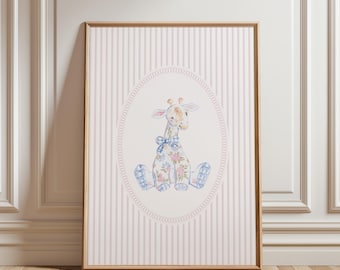 PHYSICAL PRINT Grandmillenial Nursery Animal Nursery Print Giraffe Nursery Decor Pink Nursery Wall Art Giraffe Decor Nursery Poster For Girl