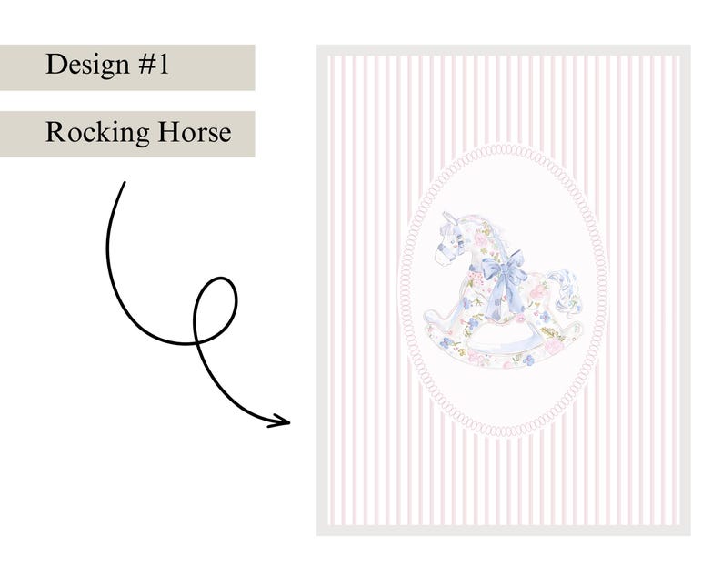 Baby Girl Nursery Prints Baby Girl Wall Art Chinoiserie Nursery Art Girly Nursery Wall Art Coquette Nursery Decor Grandmillenial Prints Pink #1 - Rocking horse