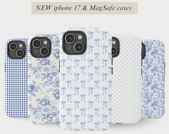 iPhone 17 Air Case Coquette Phone Case Blue Bow Phone Case Blue Phone Case Floral Phone Case iPhone 16 Pro Max Case iPhone 14 Case Gingham