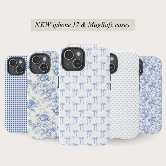 iPhone 17 Air Case Coquette Phone Case Blue Bow Phone Case Blue Phone Case Floral Phone Case iPhone 16 Pro Max Case iPhone 14 Case Gingham