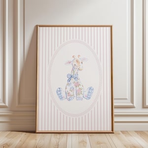 IMPRESIÓN FÍSICA Impresión de guardería Grandmillenial Animal Decoración de guardería de jirafa Arte de pared de guardería rosa Decoración de jirafa Póster de guardería para niña