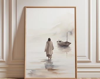 Jesus Walking On Water Jesus Watercolor Jesus Art Painting LDS Artwork Christ Art Jesus Painting Christian Wall Art Christian Art Prints God