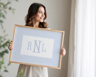 Blue Monogram Nursery Art Personalized Baby Boy Initial Print Baby Boy Name Wall Art Baby Boy Nursery Monogram Print Blue Initial Wall Art