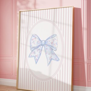 Bow Printable Poster Pink Nursery Wall Art Coquette Digital Print Bow Wall Decor Coquette Nursery Gallery Wall Art Pink Bow Grandmillenial Coquette Nursery Print | Floral Bow, Grandmillennial Decor (Digital Download) Coquette Nursery Decor/ Grandmillenial Art/Nursery Wall Art Bow Print