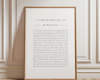 1 Corinthians 13 Wall Art Love Is Patient Love Is Kind Wedding Scripture Print Minimalist Christian Gift for Newlyweds & First Anniversary
