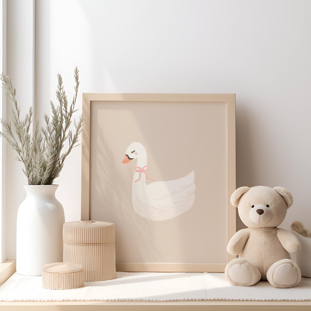DIGITAL Cottagecore Wall Art Swan Poster Neutral Nursery Decor Vintage ...