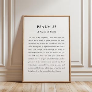 FRAMED PRINT Bible Verse Psalm 23 Christian Wall Art The Lord is My Shepherd Scripture Sign Living Room Farmhouse Decor Minimalist Wall Art