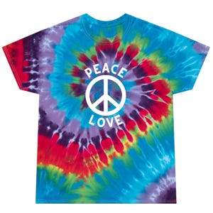 GROOVY PEACE LOVE Tie-Dye T-Shirt - Colorful and Fun for Everyone, Hippie Shirt, Peace Sign, Vibrant Colorful Rainbow, Unisex Graphic Tee